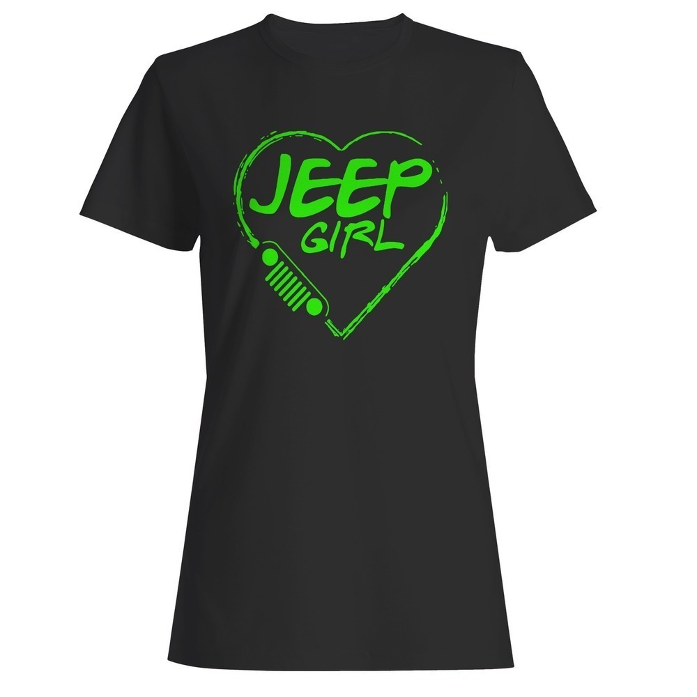 Jeep Girl Neon Green Heart T Shirt